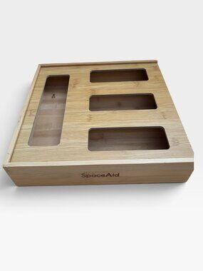 SpaceAid Bamboo Drawer / Wall Organizer For Bags With Sliding Lid